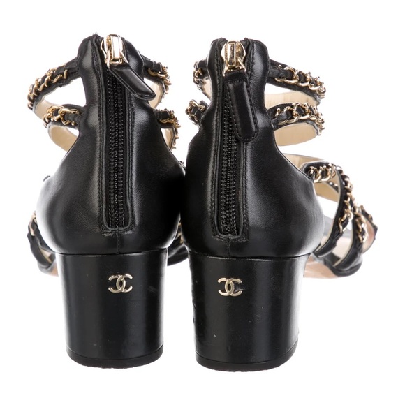 Chanel 2016 Interlocking CC Logo Gladiator Sandals, Size US 7.5, IT 37.5, Black - Picture 4 of 10